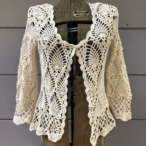 Gorgeous Silk/Linen Crocheted Cardigan/Cover Up